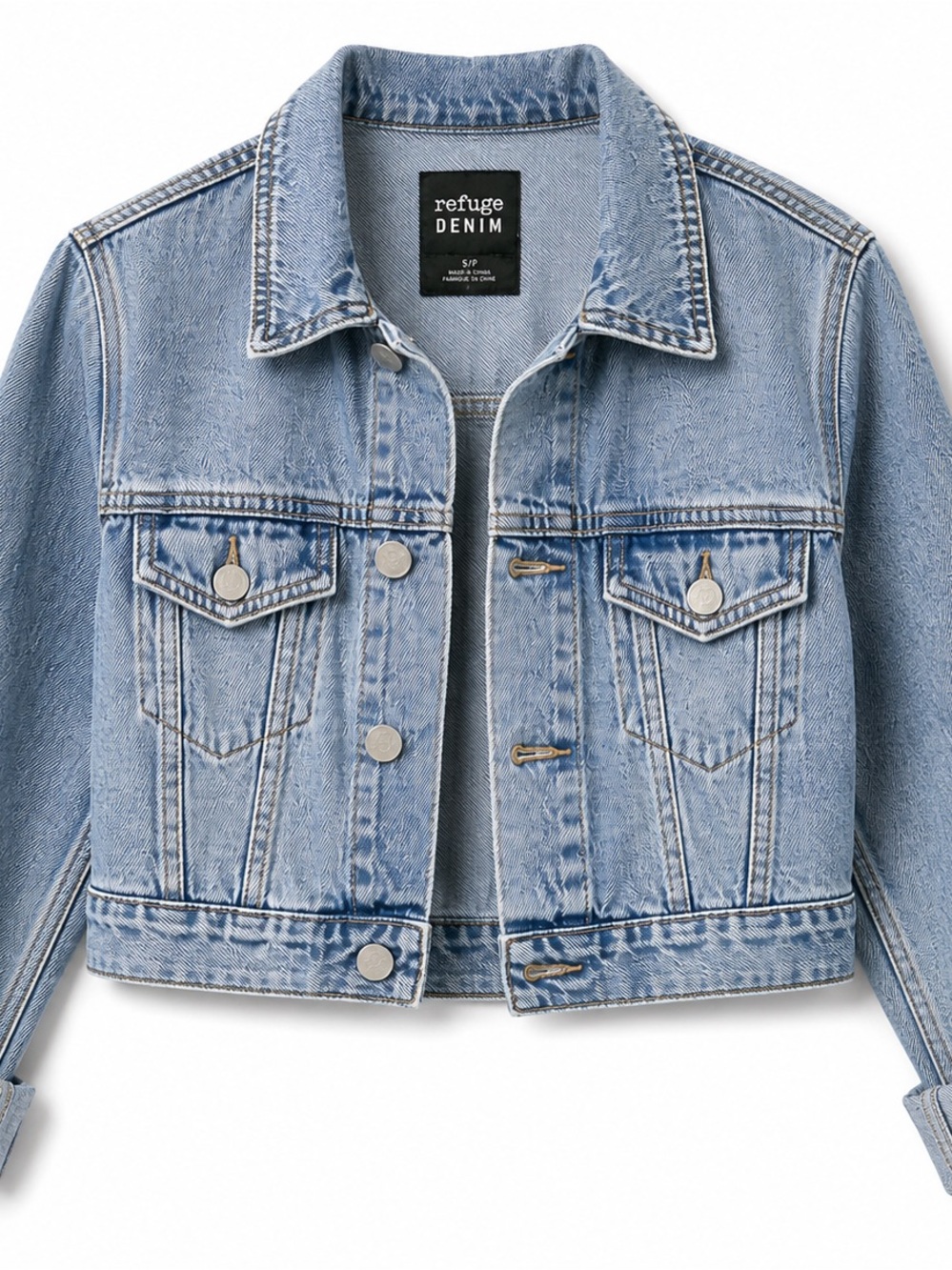 refuge Light Wash Boxy Cropped Denim Jacket